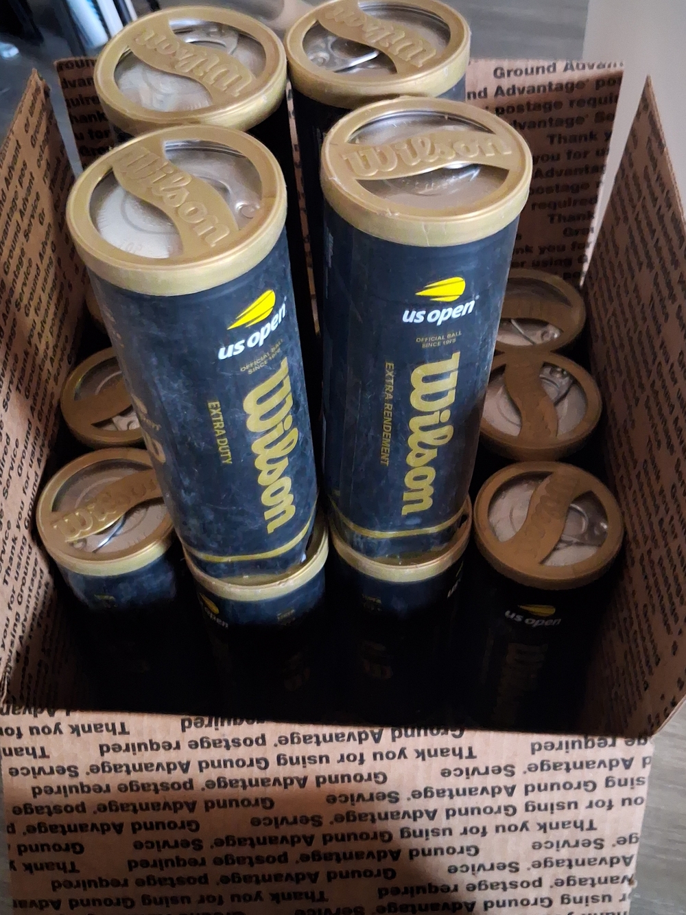 Wilson US Open Tennis Ball Cans - Black & Gold
